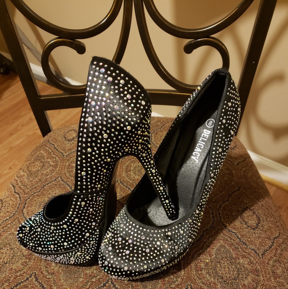 Black Iridescent Rhinestone heels